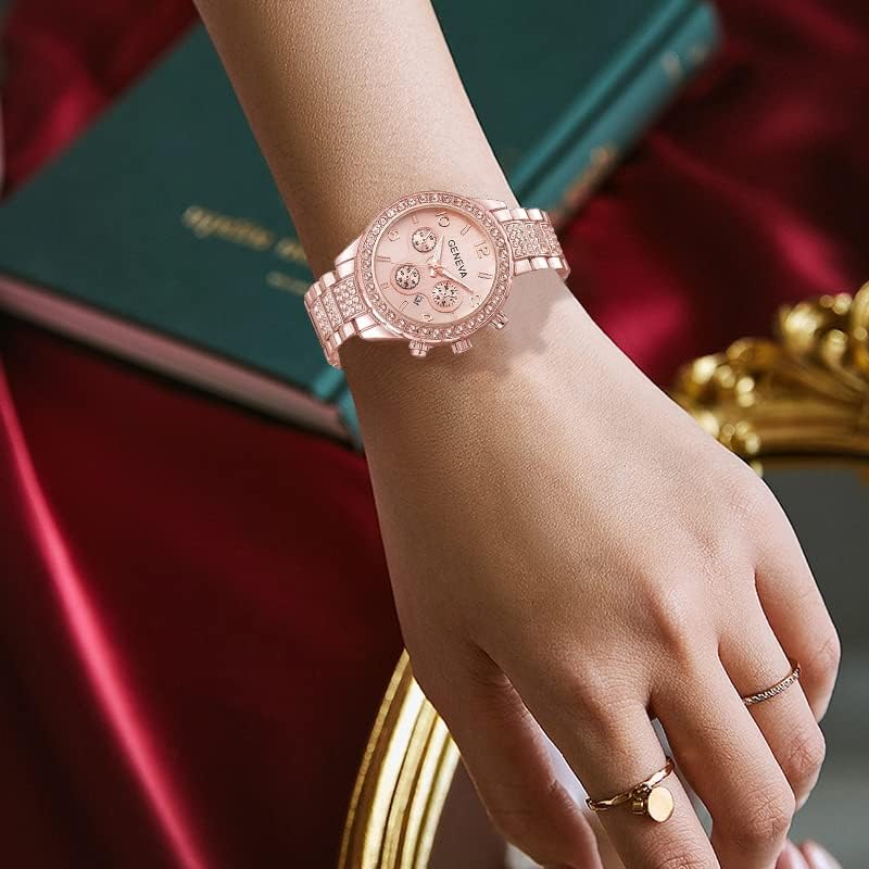 Gosasa Luxury Unisex Crystal Diamond Watches Quartz Digital Calendar Rose Gold Silver Stainless Steel Watch - Image 7